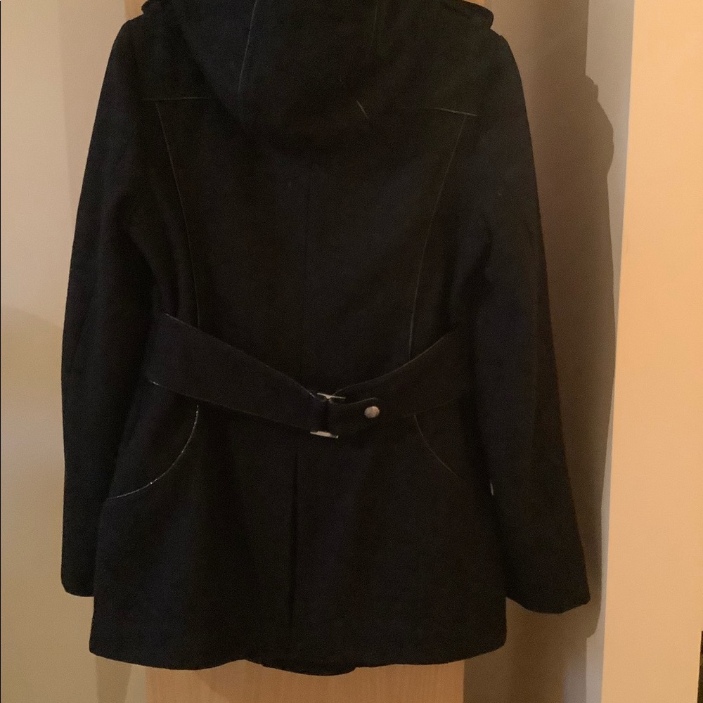 Miss sixty black wool academia jacket coat medium button down belted mid length - Picture 2 of 5